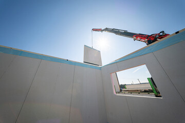 private house with aerated lightweight walls under construction
