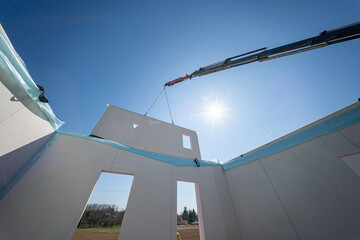 private house with aerated lightweight walls under construction