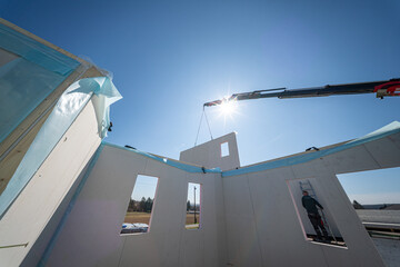 private house with aerated lightweight walls under construction