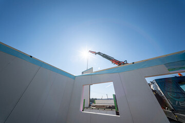 private house with aerated lightweight walls under construction