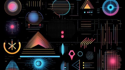 Obraz premium Neon Geometric Abstract Art: Vibrant Lines and Shapes