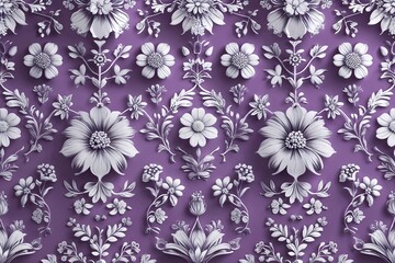 Elegant Lilac Background with Intricate Floral Patterns for Decorative Design