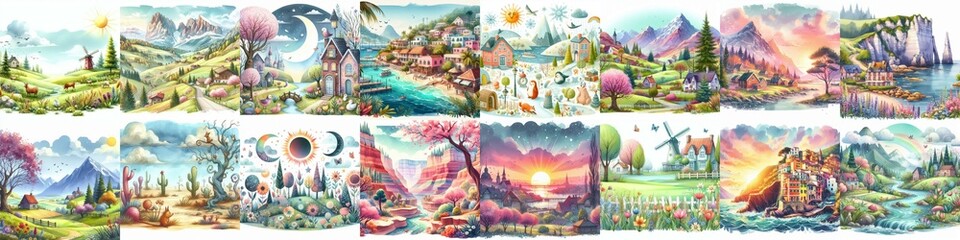 Quirky Spring landscape. AI generated illustration