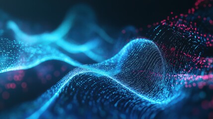 Abstract Blue and Pink Particle Wave Background Futuristic Digital Design