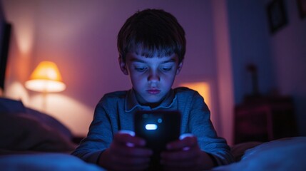 Cellphone addict, teenager excess of social media, children mobile phone screen dependency
