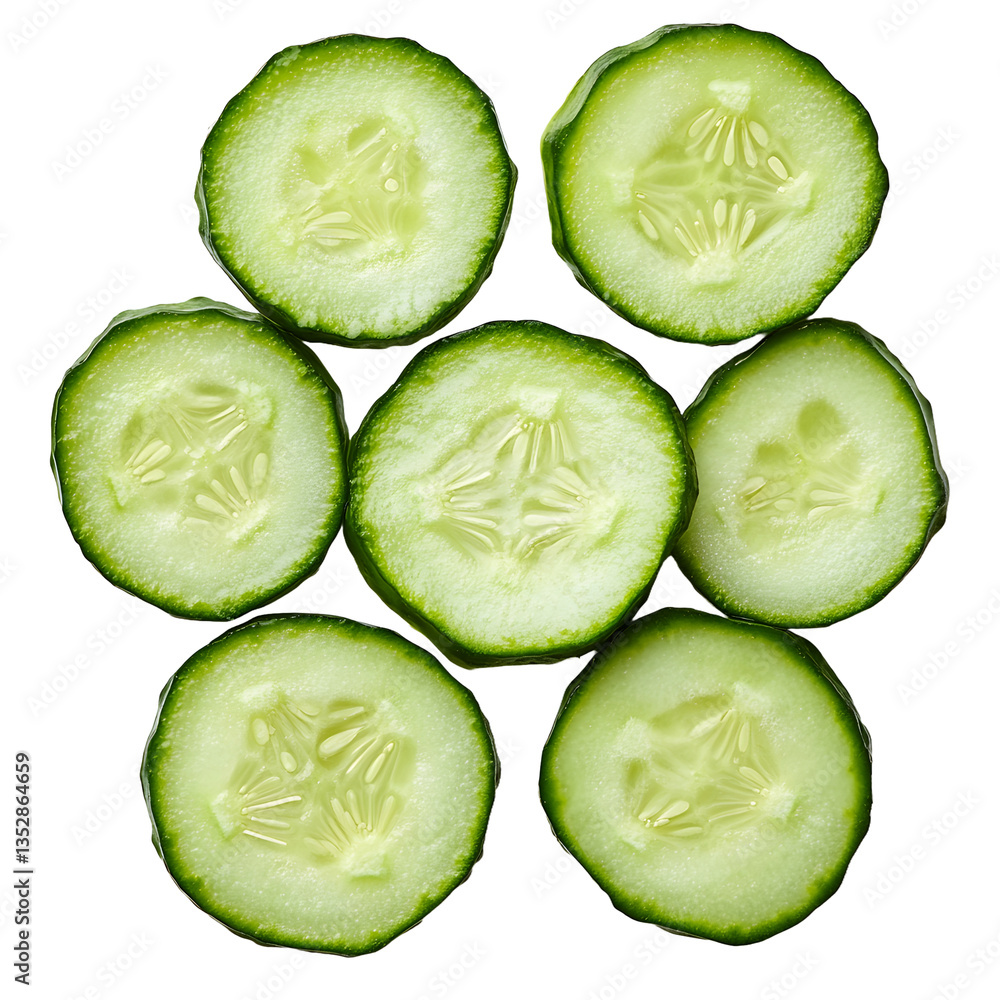 Poster sliced cucumber stack: fresh and crisp slices of cucumber stacked, topped with a sprig of dill, read