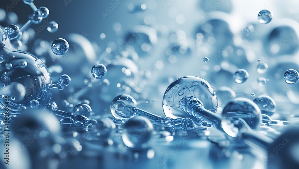 Poster water molecule structure: a detailed macro shot showcases a network of interconnected water molecule