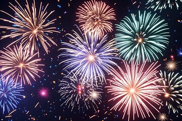 Vibrant Multicolor Festive Background Featuring Fireworks for Celebrations
