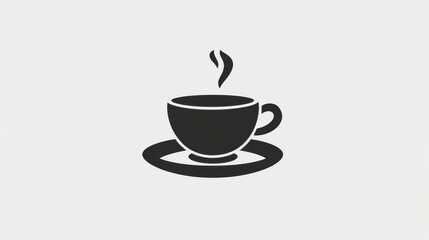 Obraz premium Steaming cup of coffee or tea resting on saucer icon