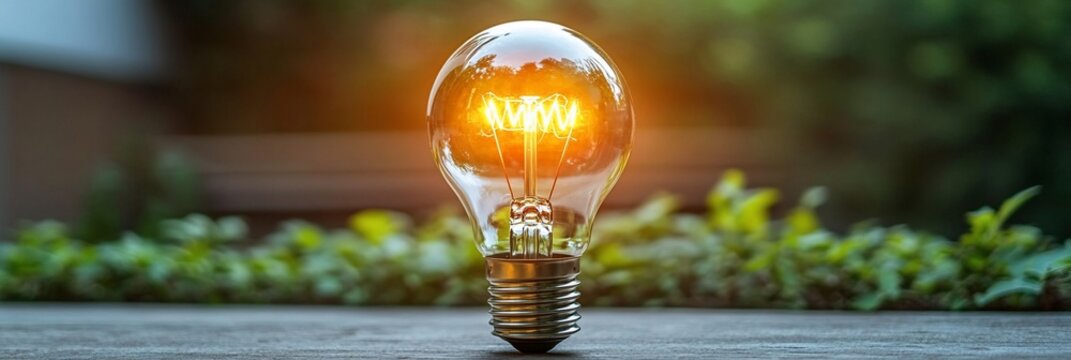 Bright Light Bulb Green Nature Background