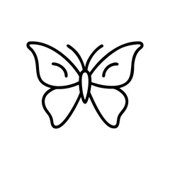 Simple line art butterfly design on a white background  