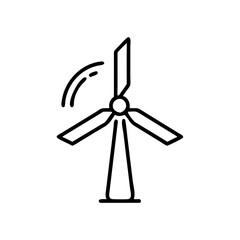 Wind turbine illustration in simple line art style  