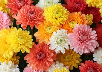 Colorful Dahlia Bouquet Closeup.