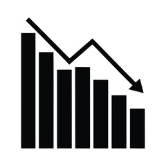 financial downturn symbol, Simple and minimalistic vector illustration, silhouette on white background, business icon.