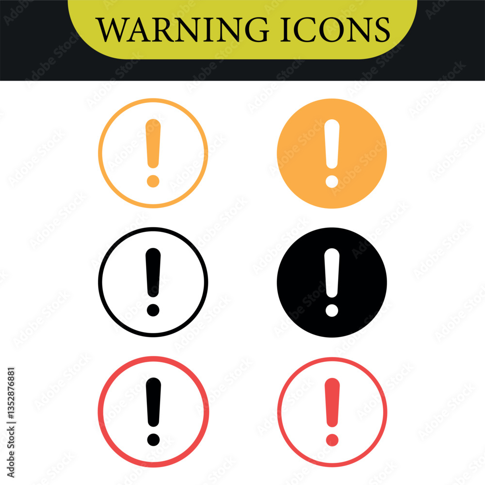 Poster exclamation mark icon or danger, warning or attention icon symbol. risk alert line icon vector. vect