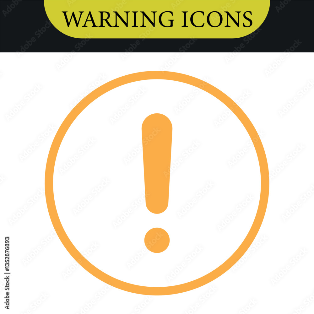 Poster exclamation mark icon or danger, warning or attention icon symbol. risk alert line icon vector. vect