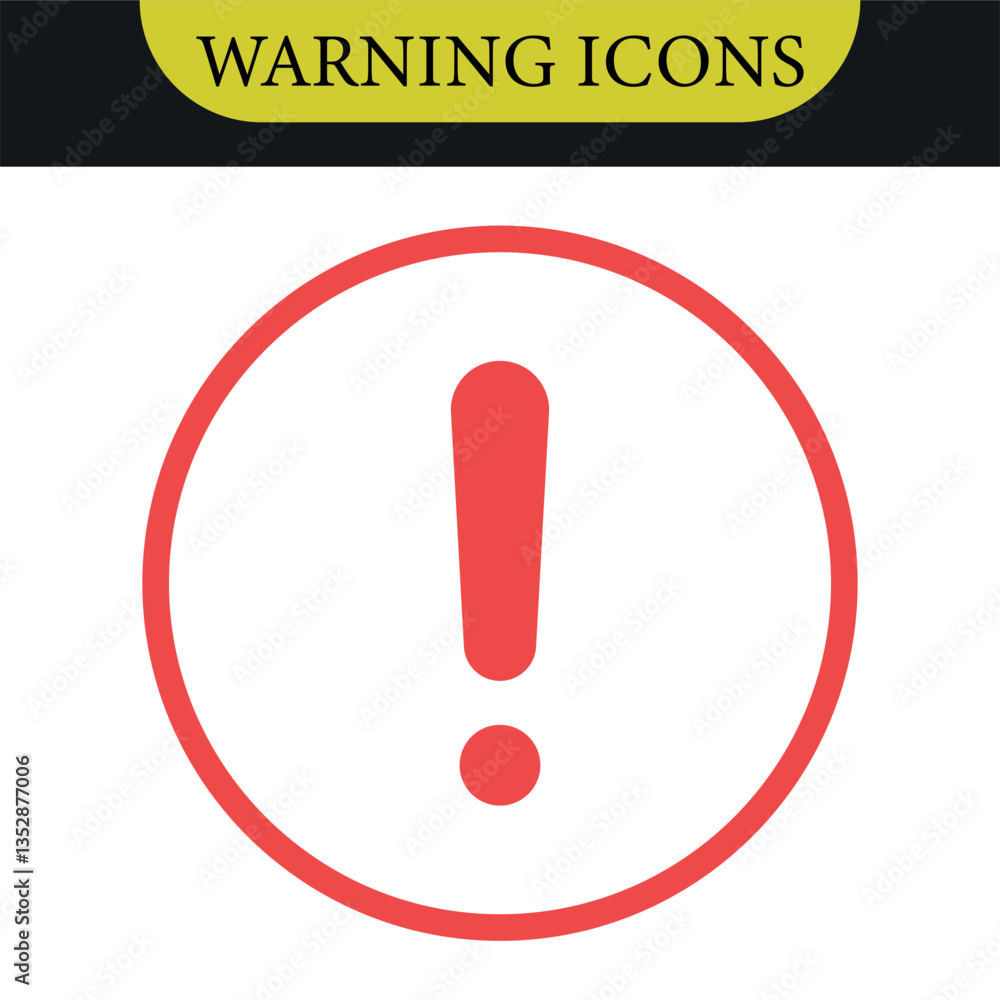 Poster exclamation mark icon or danger, warning or attention icon symbol. risk alert line icon vector. vect