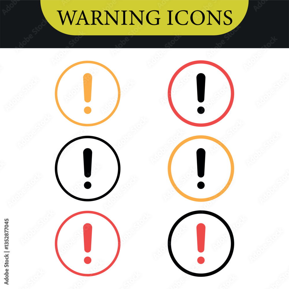 Poster exclamation mark icon or danger, warning or attention icon symbol. risk alert line icon vector. vect