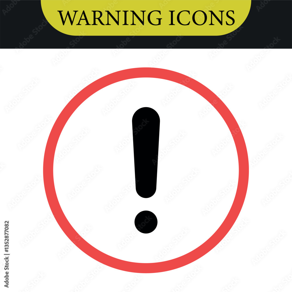 Poster exclamation mark icon or danger, warning or attention icon symbol. risk alert line icon vector. vect