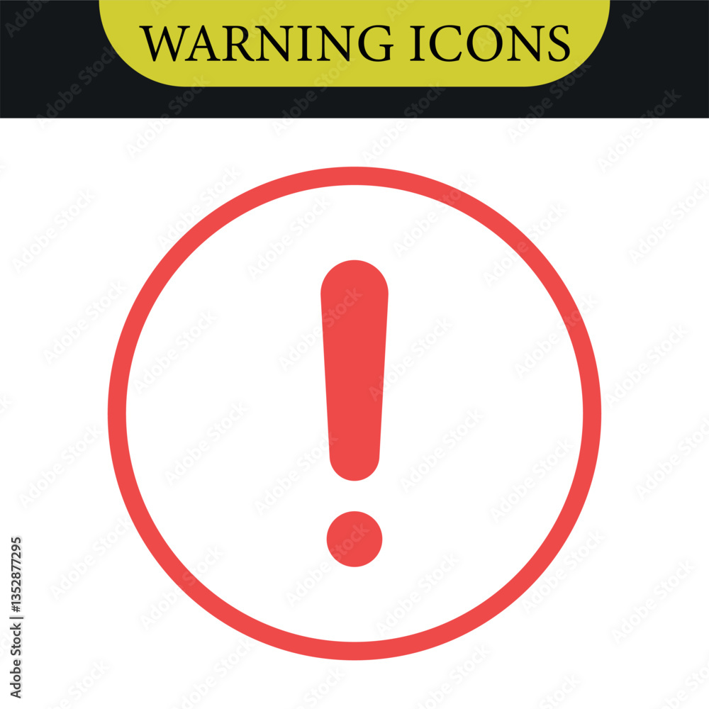 Poster exclamation mark icon or danger, warning or attention icon symbol. risk alert line icon vector. vect