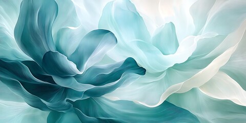 Obraz premium Abstract Teal Light Blue Flowing Forms.