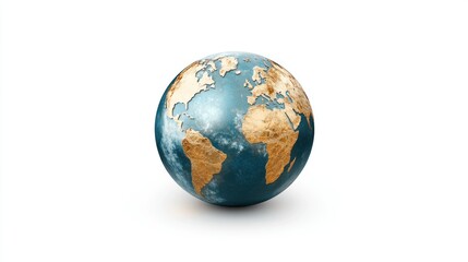 Fototapeta premium Golden Earth Globe with Detailed Continents and Oceans Ideal for Environmental Educational a