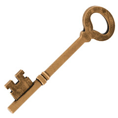 3d render antique key with transparent background