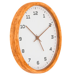 3d render wooden wall clock with transparent background