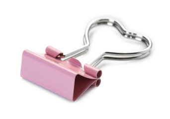 Heart shaped binder clip isolated on white