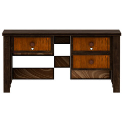 3d render wooden desk with transparent background 