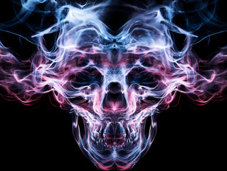 Fototapeta premium Abstract Skull Made of Smoke in Blue and Pink Colors
