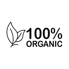Vector icon for 100% Organic. A design symbolizing pure, natural, and sustainable product sourcing with organic certification.