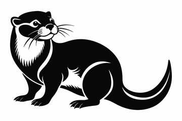 otter silhouette on white background