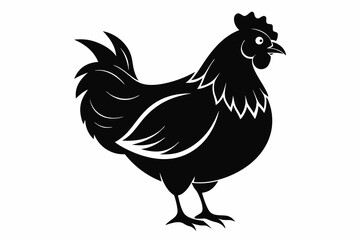 hen silhouette on white background