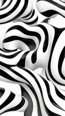 Abstract Swirling Black and White Design