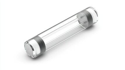 Transparent Cylindrical Object with Ribbed Ends and Internal Components