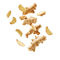 ginger pieces scattered isolated png transparent cutout