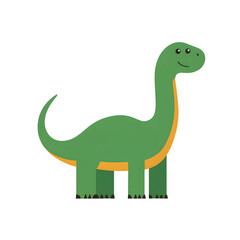 Naklejka premium Cartoon of a large green dinosaur with a long neck and tail, small eyes, and a smile