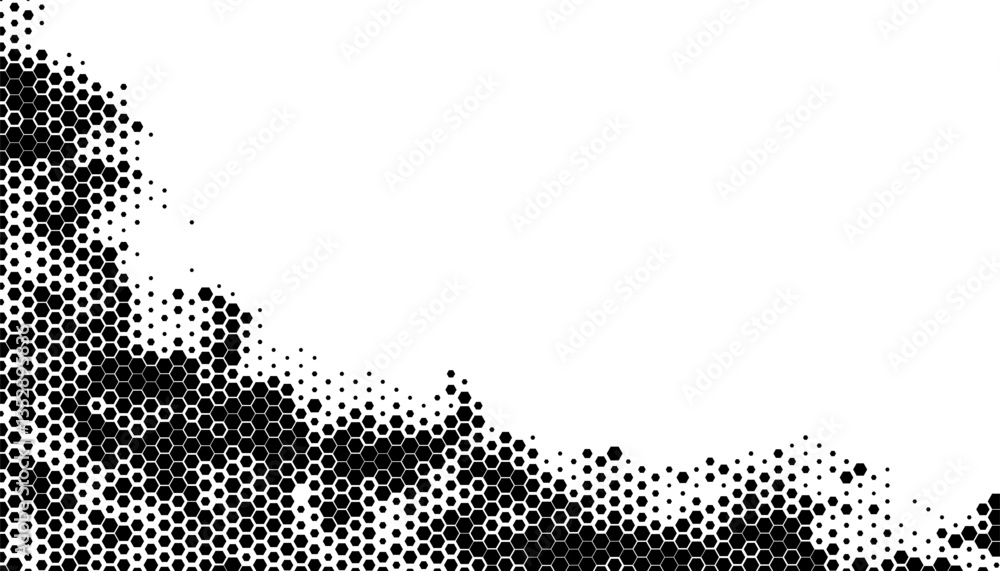 Poster black and white abstract geometric transition pattern with hexagon shape. for sporty background and 