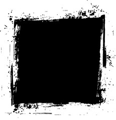 Black square texture mask with a distressed border, ideal for graphic design and photo editing overlays.