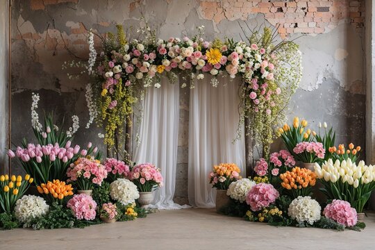 Sophisticated Floral Background Featuring Blooming Flowers for Spring Events