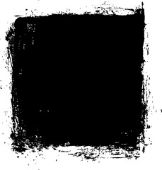 Black square texture mask with a distressed border, ideal for graphic design and photo editing overlays.