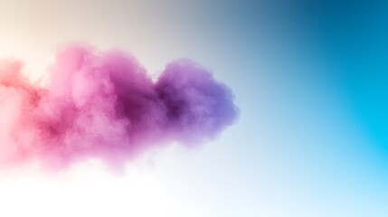 Fototapeta premium Soft, pastel-colored cloud of smoke drifts across a gradient blue and white sky