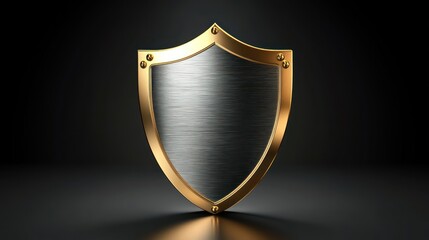 Golden Shield with Metallic Center Protection Security and Defense Symbol for Business and S