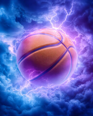 Basketball in Stormy Sky