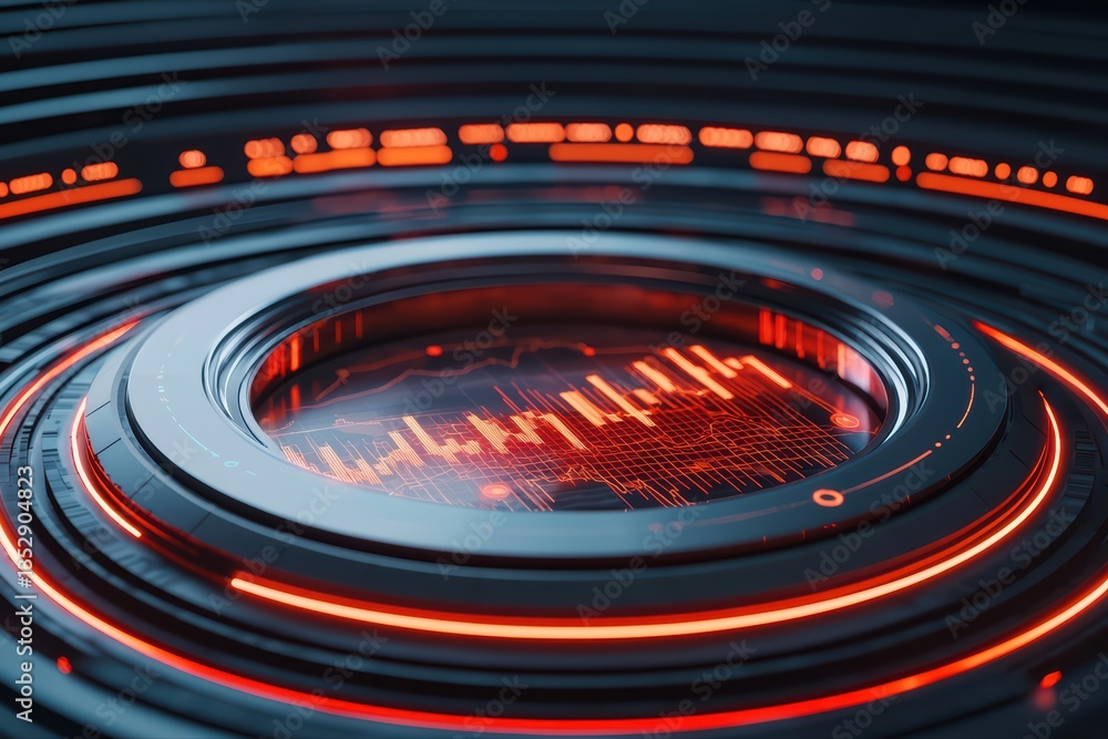 Aufkleber futuristic data visualization with red circles and lines