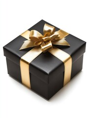 Obraz premium Elegant Black Gift Box Tied with a Luxurious Golden Ribbon