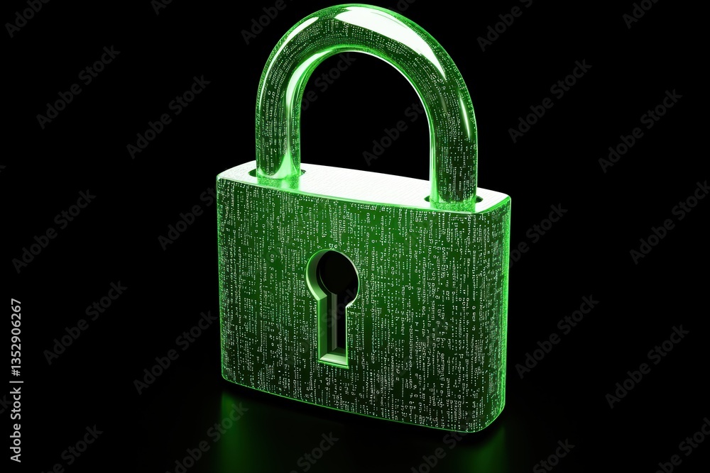 Poster green digital lock with binary code pattern design
