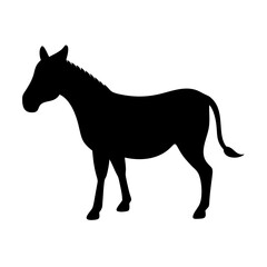 Obraz premium black silhouette of a zebra standing gracefully – ideal for logos, wildlife projects, educational materials, eco-friendly branding, and design concepts. 