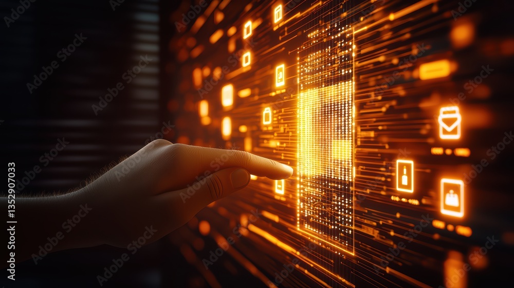 Poster touch interaction with futuristic digital interface
